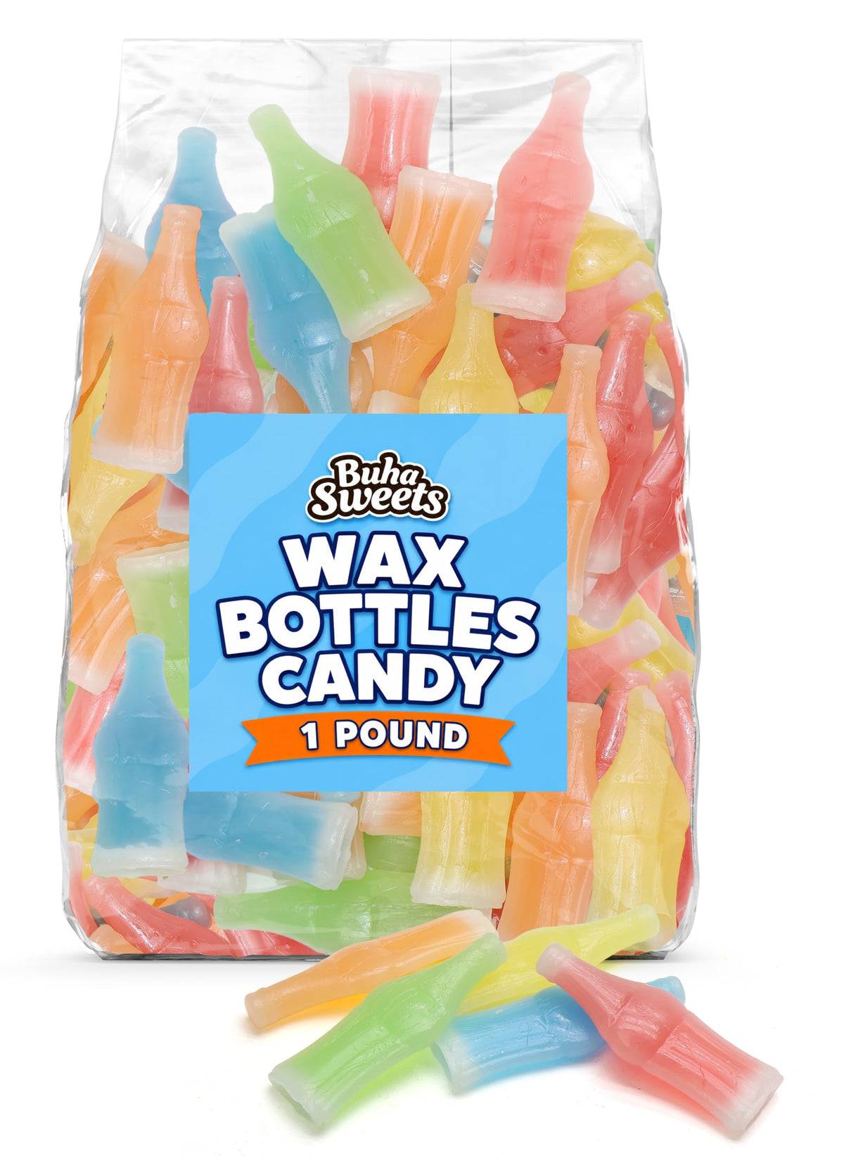 Wax Bottles Candy 1 lb Bulk Bag - Classic Wax Soda Bottles with Sweet Juice Center, Assorted Flavors, Retro Candy Treat
