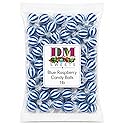 Jumbo Blue Raspberry Striped Candy Balls - 1 lb of Fresh Individually Wrapped Blue White Sweet Hard Candy Suckers