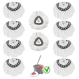 10-Pack Spin Mop Replacement Heads, 100% Microfiber Spin Mop Refills Heads,360°Micro Replacement Mop Head for Easy House Cleaning Floor Mopping,White