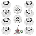 10-Pack Spin Mop Replacement Heads, 100% Microfiber Spin Mop Refills Heads,360°Micro Replacement Mop Head for Easy House Cleaning Floor Mopping,White