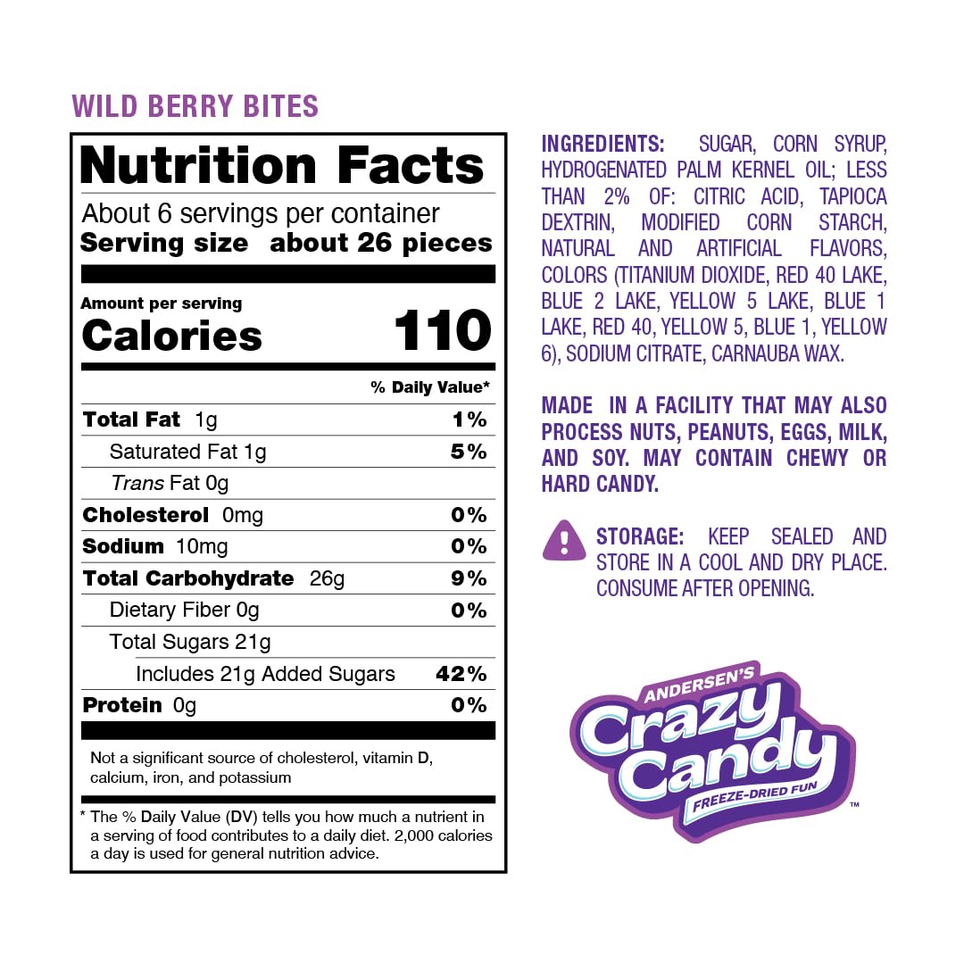 Freeze Dried Berry Style Candy, Crazy Candy Wild Berry Bites - Fruity Flavor Crunchy Texture, Made in USA