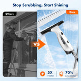 BirdSuite Cordless Window Vacuum Squeegee with Extension Pole, Electric Window Cleaner with Water Collection Tank, Portable Cleaning Kit for Glass