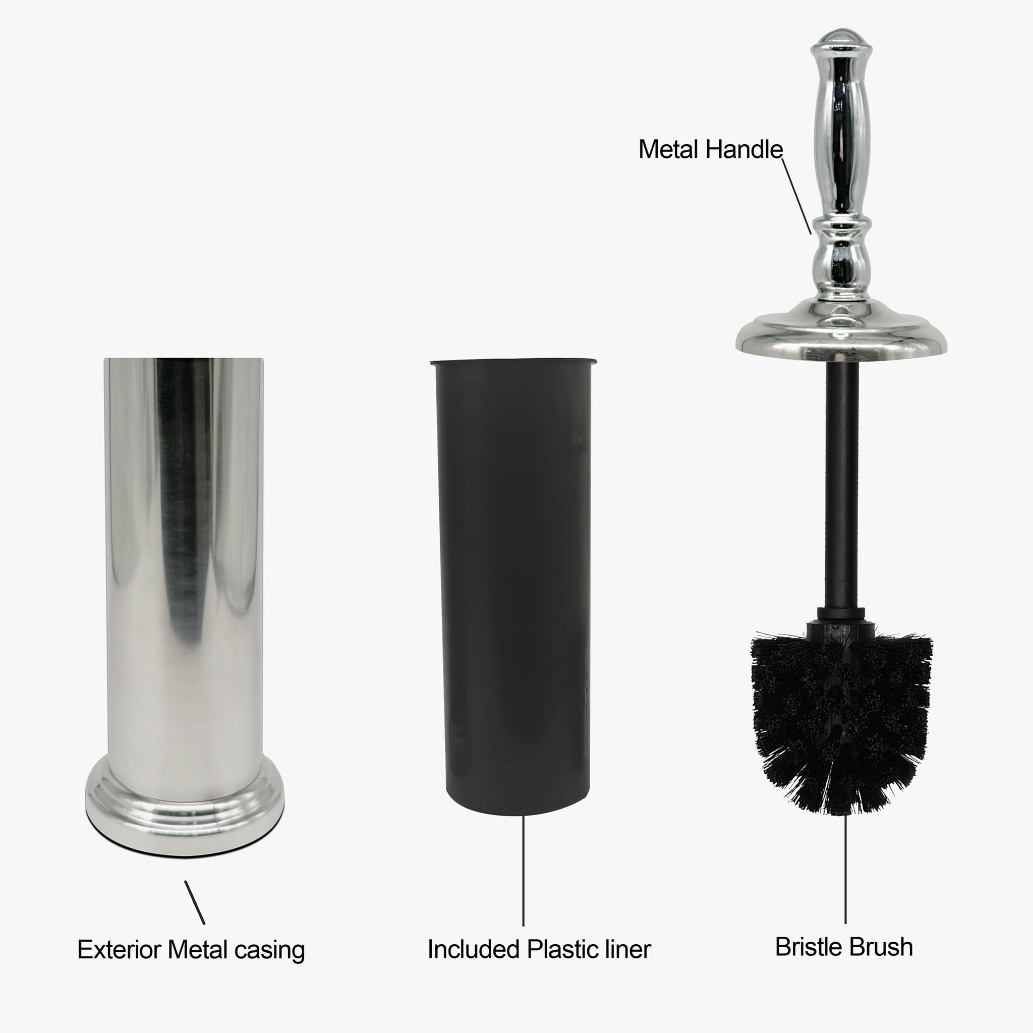 Indecor Home Metal Toilet Bowl Brush with Holder Premium Bathroom Cleaning Set Rustproof Hygienic Durable Elegant Finish