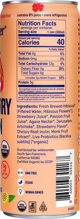 Wild Wonder Organic Strawberry Passion Probiotic Sparkling Drink, 12 FZ