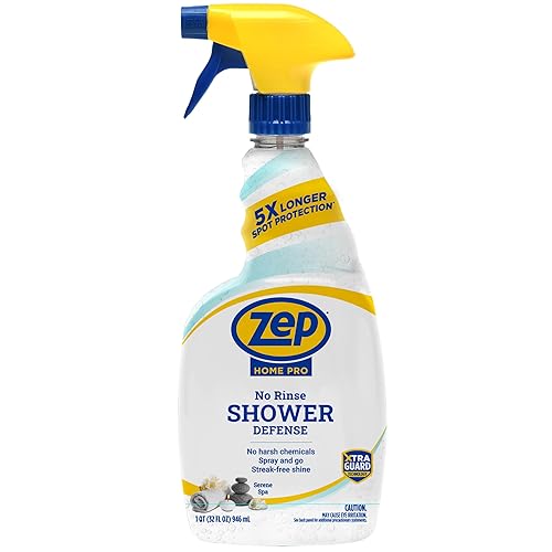 Zep Home Pro No Rinse Shower Defense, 32 Fl Oz Spray - R61006 - Streak-Free Shine, Serene Spa Fragrance, 5X Better Surface Protection