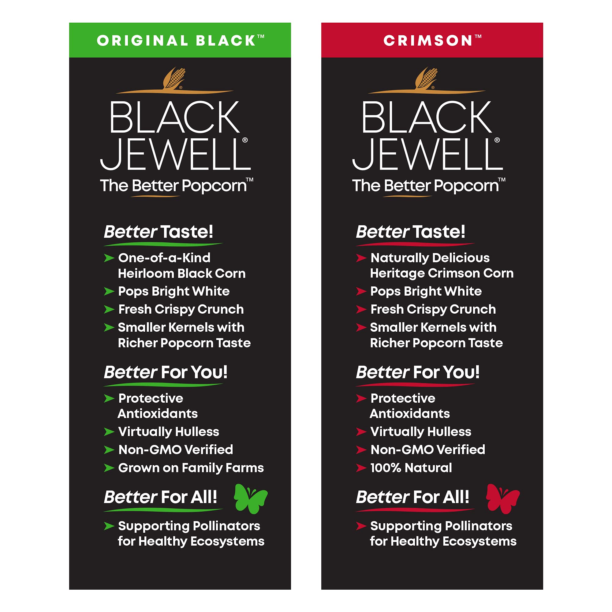 Black Jewell Gourmet Popcorn Kernel Variety Pack with Original Black and Crimson (Pack of 2)