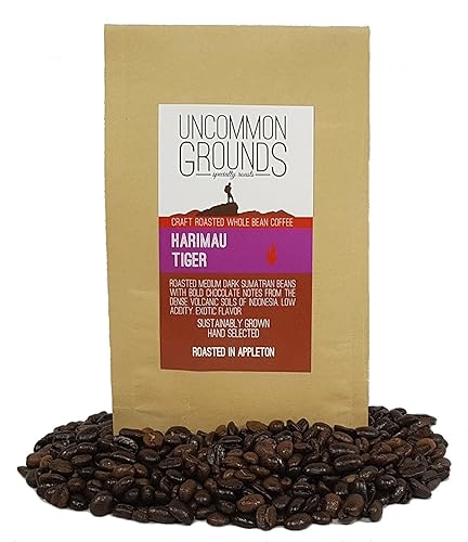 Uncommon Grounds Specialty Coffee Roasts - Harimau Tiger Sumatran Premium Arabica (12 oz Whole Bean) - Artisan Roasted Chocolate Exotic Flavor