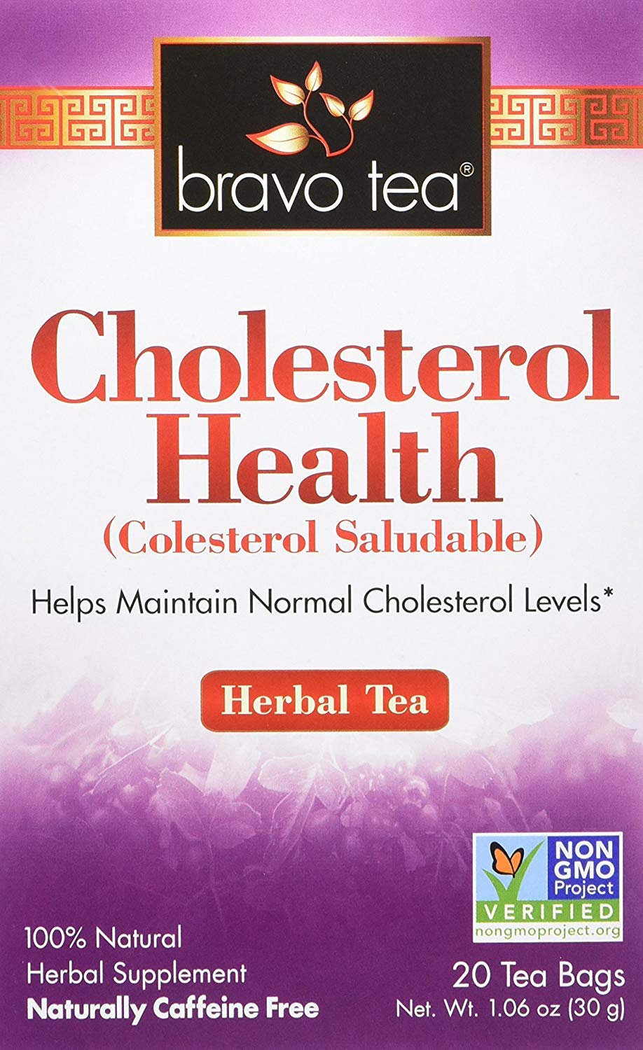 Bravo Tea Cholesterol Health Herbal Tea Caffeine Free, 20 Tea Bags, 2 Count