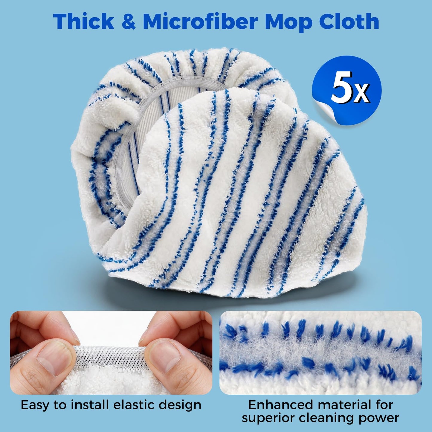 Masthome Extra Large Microfiber Mop for Floor Cleaning, 16“ Flat Mop with 5 Pad for Wet & Dry Use, Dust Mop for Hardwood Laminate Tile Ceramic, 1