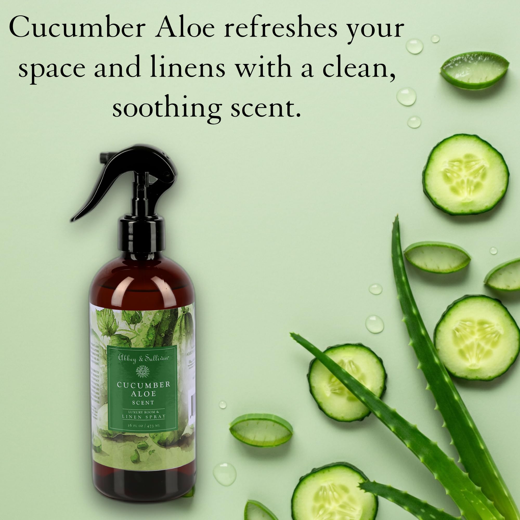 Abbey & Sullivan Linen Spray, Cucumber Aloe, 16 oz
