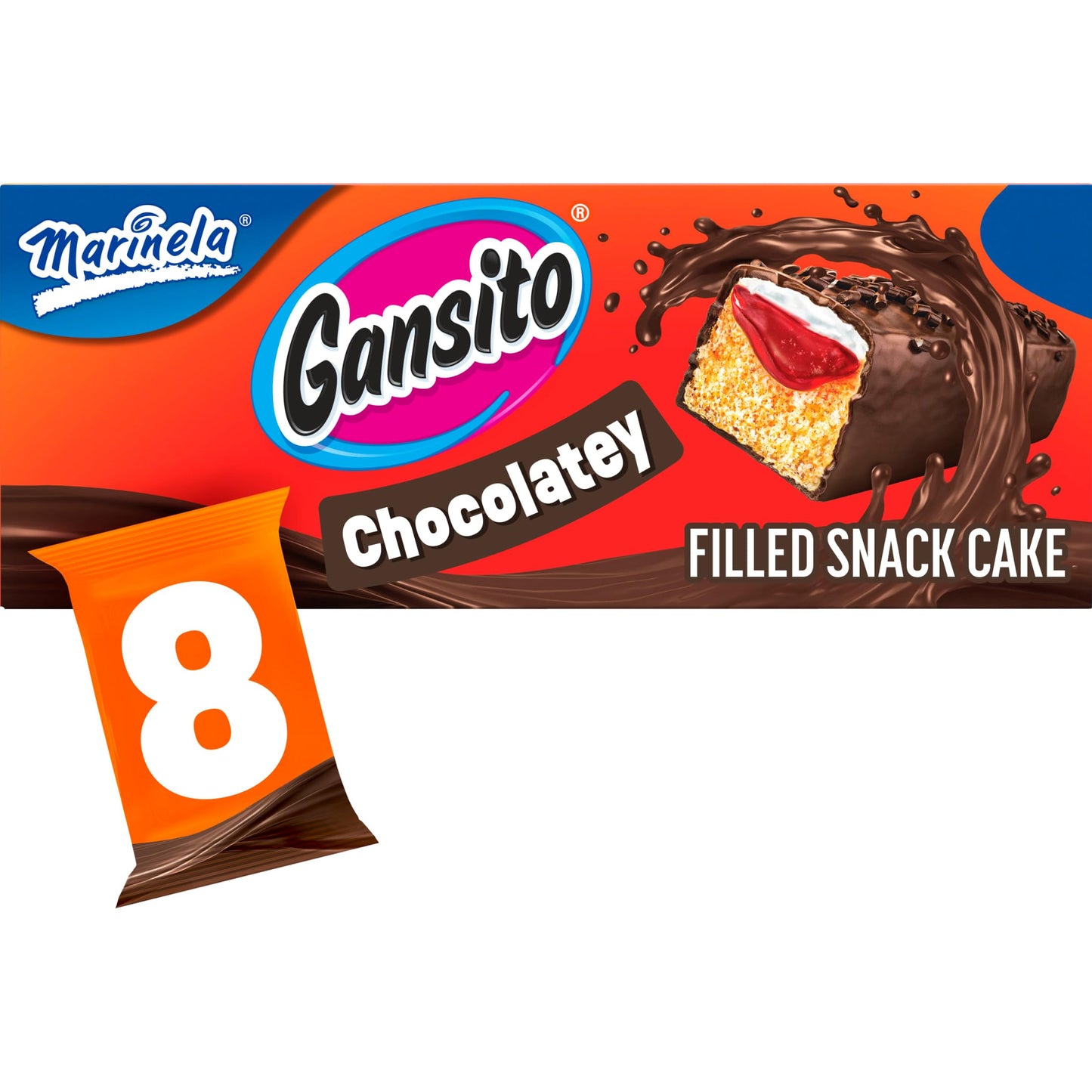 Marinela Gansito Strawberry and Crème Filled Snack Cakes 1 pack (8 count)