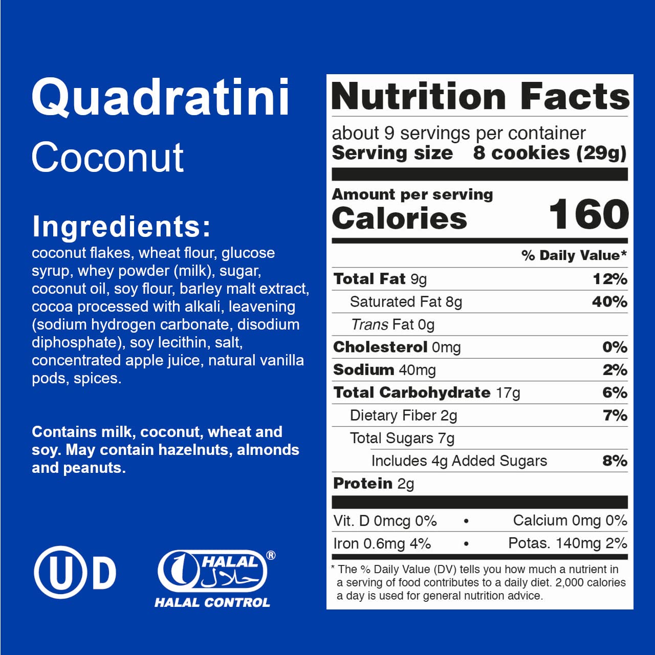 Loacker Quadratini, Coconut, 8.8000-Ounce