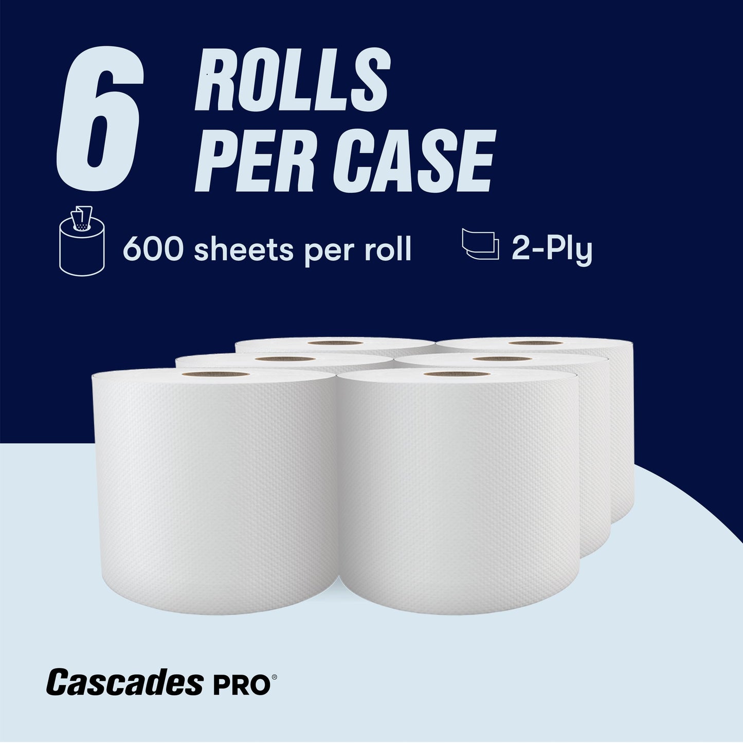 Cascades PRO Select Centerpull Hand Towel 2-Ply - Center Pull Paper Towel for Dispensers - Universal Fit - Premium Bulk - 600 Sheets/Roll, 6 Rolls