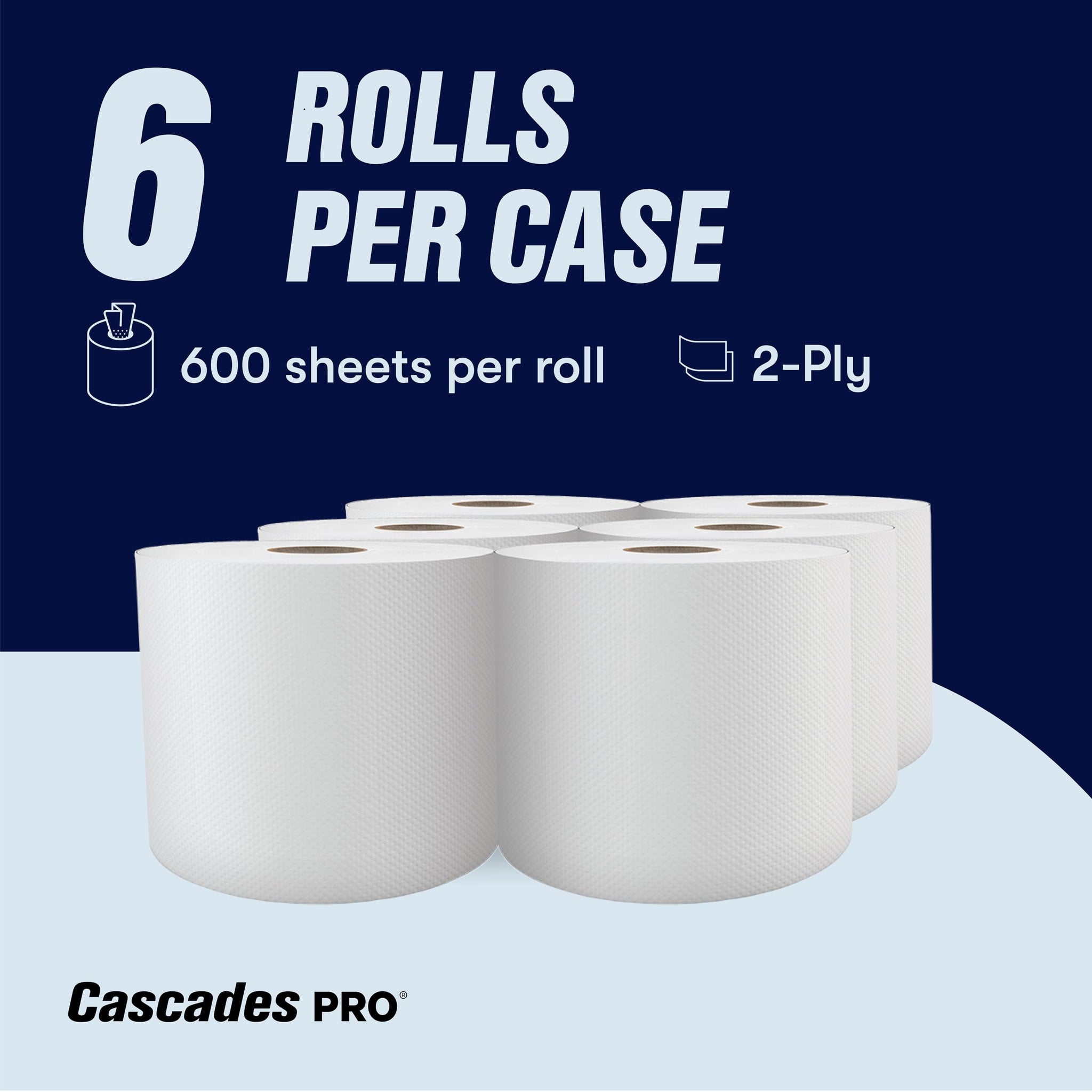 Cascades PRO Select Centerpull Hand Towel 2-Ply - Center Pull Paper Towel for Dispensers - Universal Fit - Premium Bulk - 600 Sheets/Roll, 6 Rolls