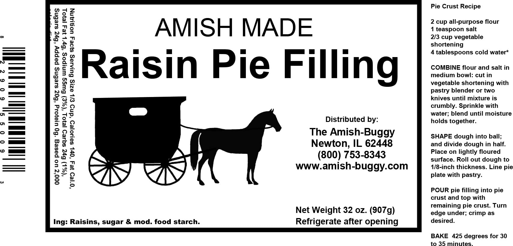Ready To Use Pie Filling and Topping 32 oz. Jar (Raisin 1-Jar)