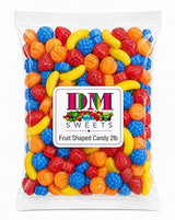 Fruit Shaped Hard Crunchy Candy - 2 lbs Bulk Bag Banana Strawberry Peach Blueberry Assorted Chewy Sweet Mix. Great for Vending Machines