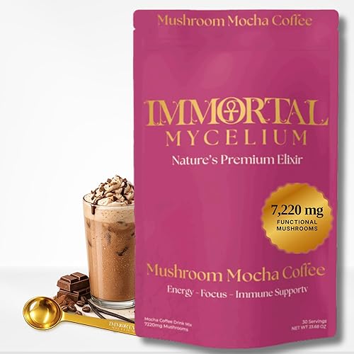 Immortal Mycelium Mushroom Mocha - Arabica Coffee with Lion’s Mane, Cordyceps, Reishi, Turkey Tail & Chaga - Adaptogenic Mocha Coffee Alternative - 15