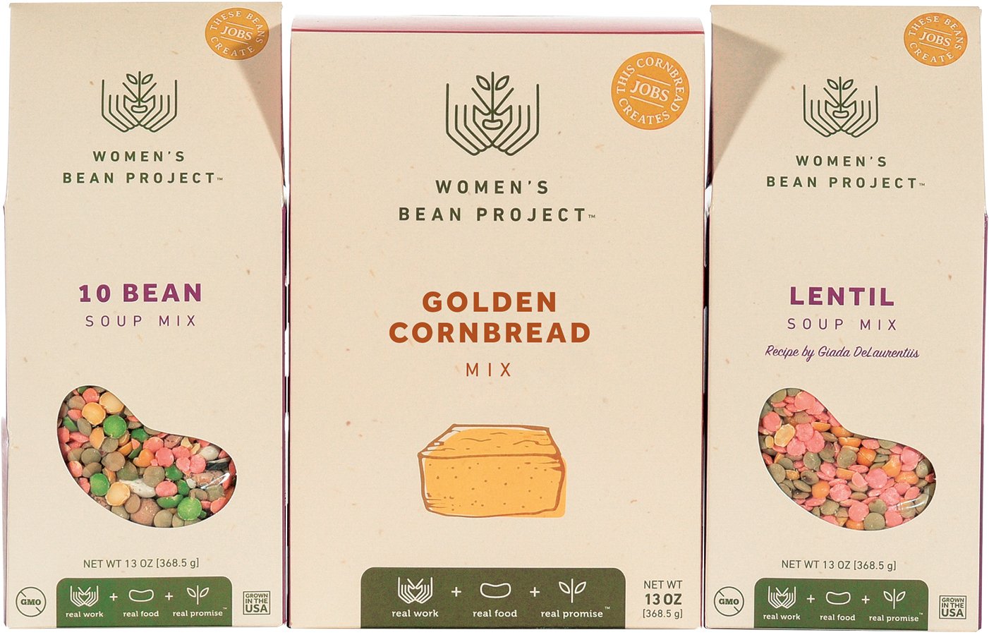 Women’s Bean Project Gift Bundle with 10 Bean, Lentil Soup Mix and Cornbread, 3 Items