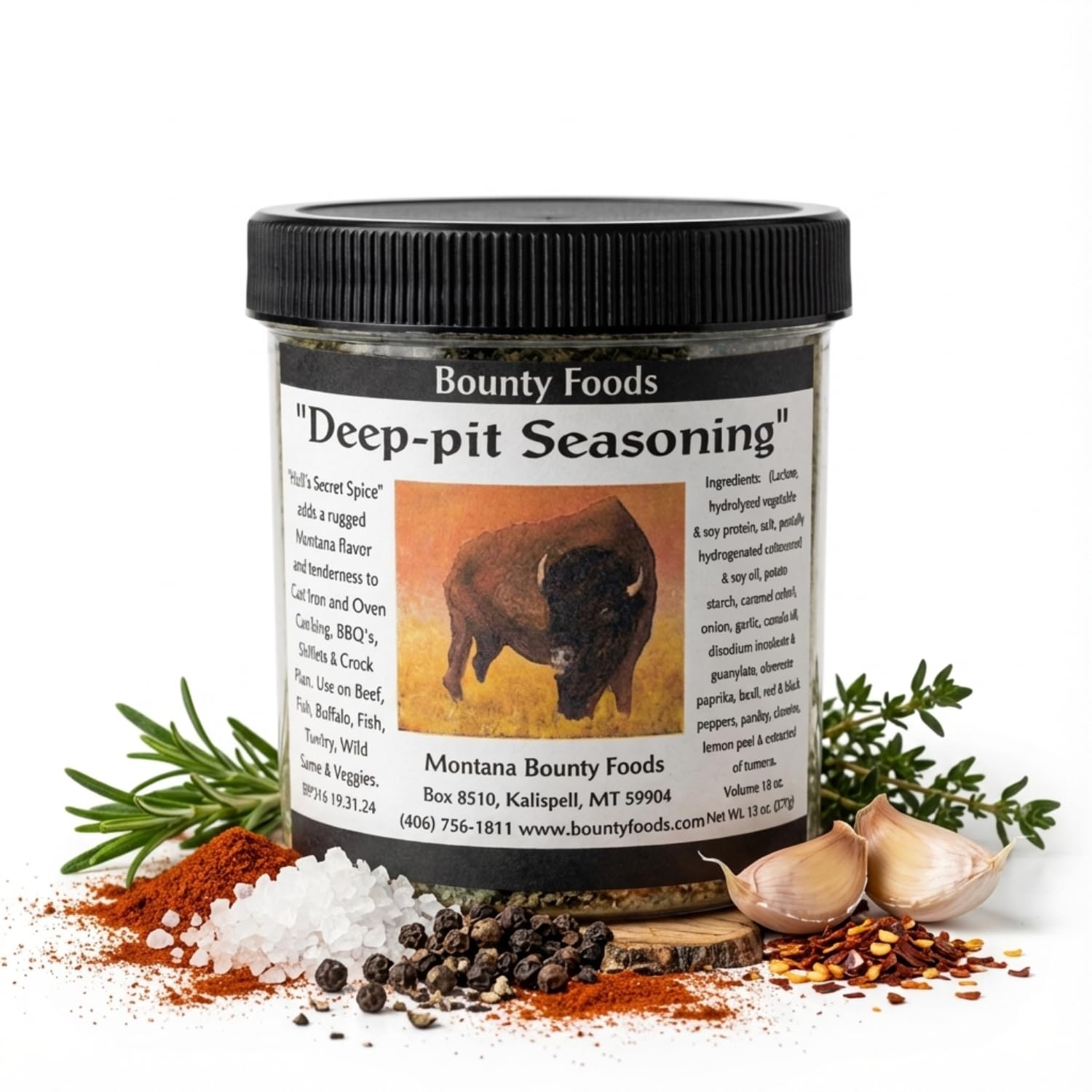 Montana Original Western Rub Seasoning - Deep Pit Gourmet 32 oz Jar - Bounty Foods Bring Out Natural Flavors of Meat - Buffalo - Pork - Beef - Fish
