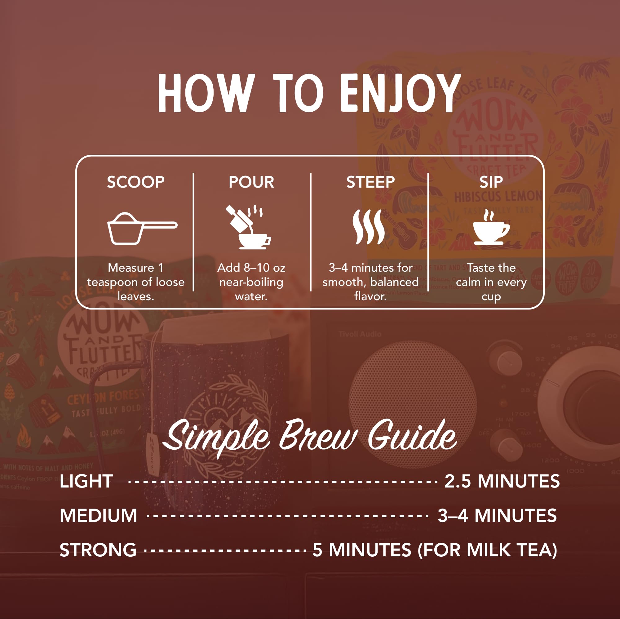 Wow and Flutter Winter Chai Loose Leaf Black Tea | Caffeinated Spiced Blend with Ginger, Cinnamon, Cloves, Vanilla & Rose | Bright Citrus Finish, Cozy