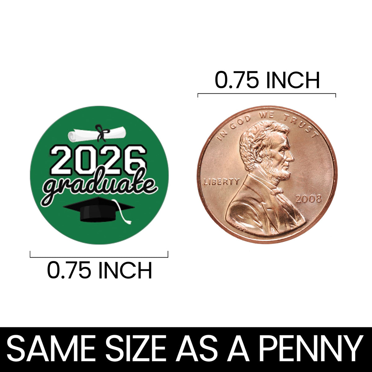 DISTINCTIVS Class of 2026 Graduation Candy Stickers for Chocolate Drops, Green Grad Party Favors - 216 Count