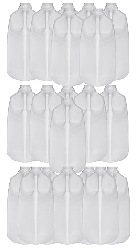 FIJIAN MADE 64 Oz Jugs Bottles (Pack Of 20 x 64 Oz Ea) With White Tamper Evident Screw Caps - Great for Homemade Juices, Milk, Smoothies, Tea