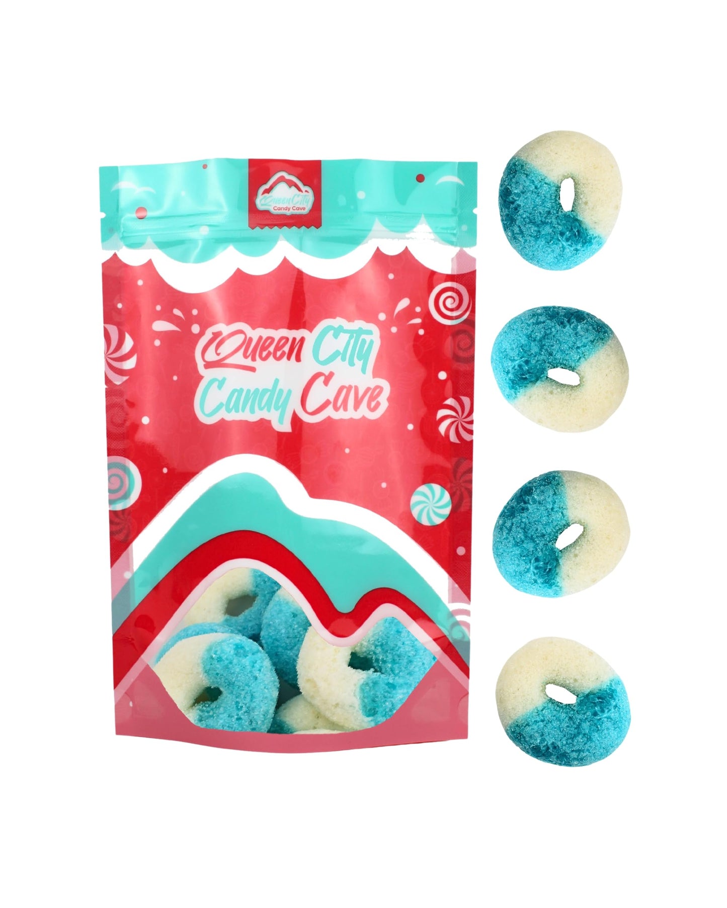 Freeze Dried Candy Gummy Rings - Blue Raspberry Candy Rings - by Queen City Candy Cave (3 Oz)