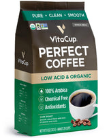 VitaCup Perfect Low Acid Coffee Beans, USDA Organic & Fair Trade, Mycotoxin Free, Dark Roast Guatemala Single Origin, Clean & Pure, Low Acidity, Whole