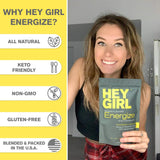 Hey Girl Energize Tea - Herbal Energy Tea Blend with Yerba Mate, Oolong, Ginger, & Green Tea - Morning Boost Coffee Alternative - Caffeinated Tea Bags