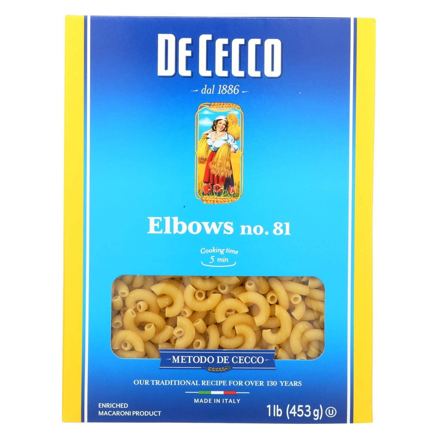 De Cecco Elbows Pasta, 16 Ounce -- 20 per case.