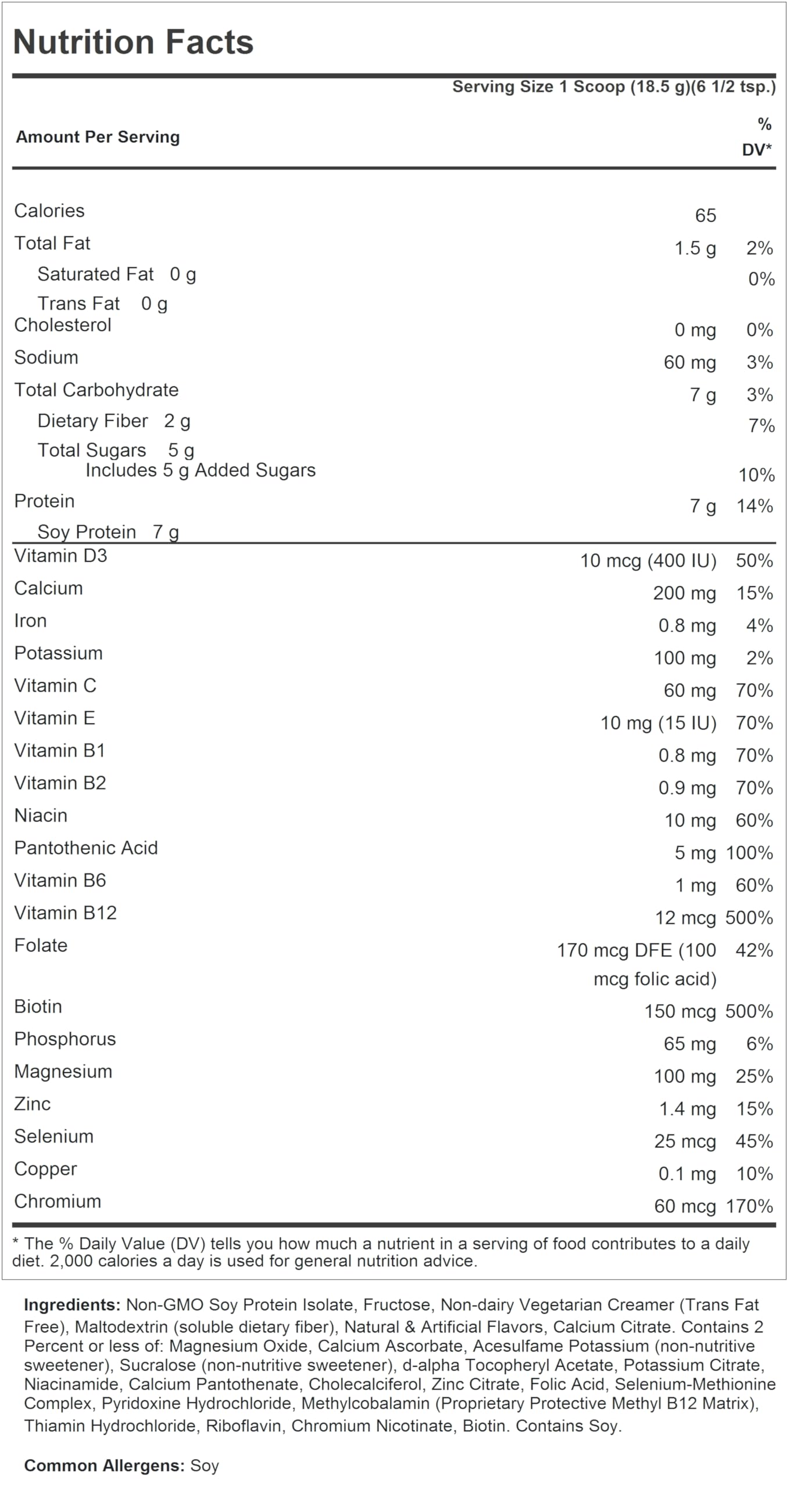 ANDREW LESSMAN Secure Soy Complete Meal Replacement - Piña Colada 30 Servings - Only 65 Calories, 7g Non-GMO Soy Protein, Vitamins and Minerals
