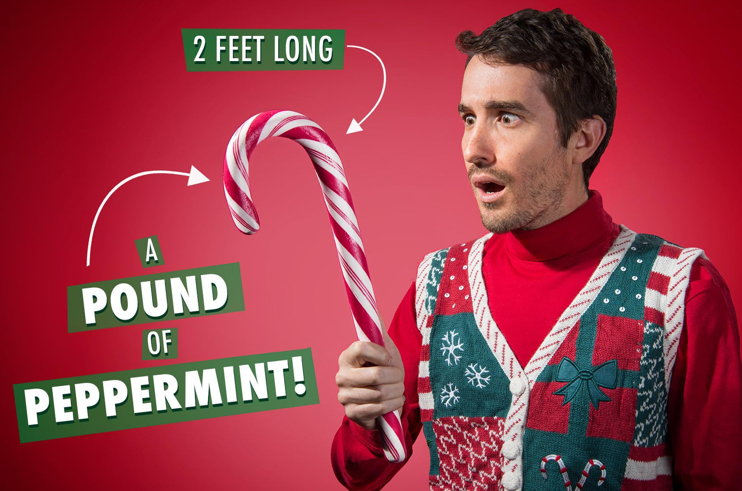 Giant Edible Candy Cane, Peppermint Flavored, 17.98 oz