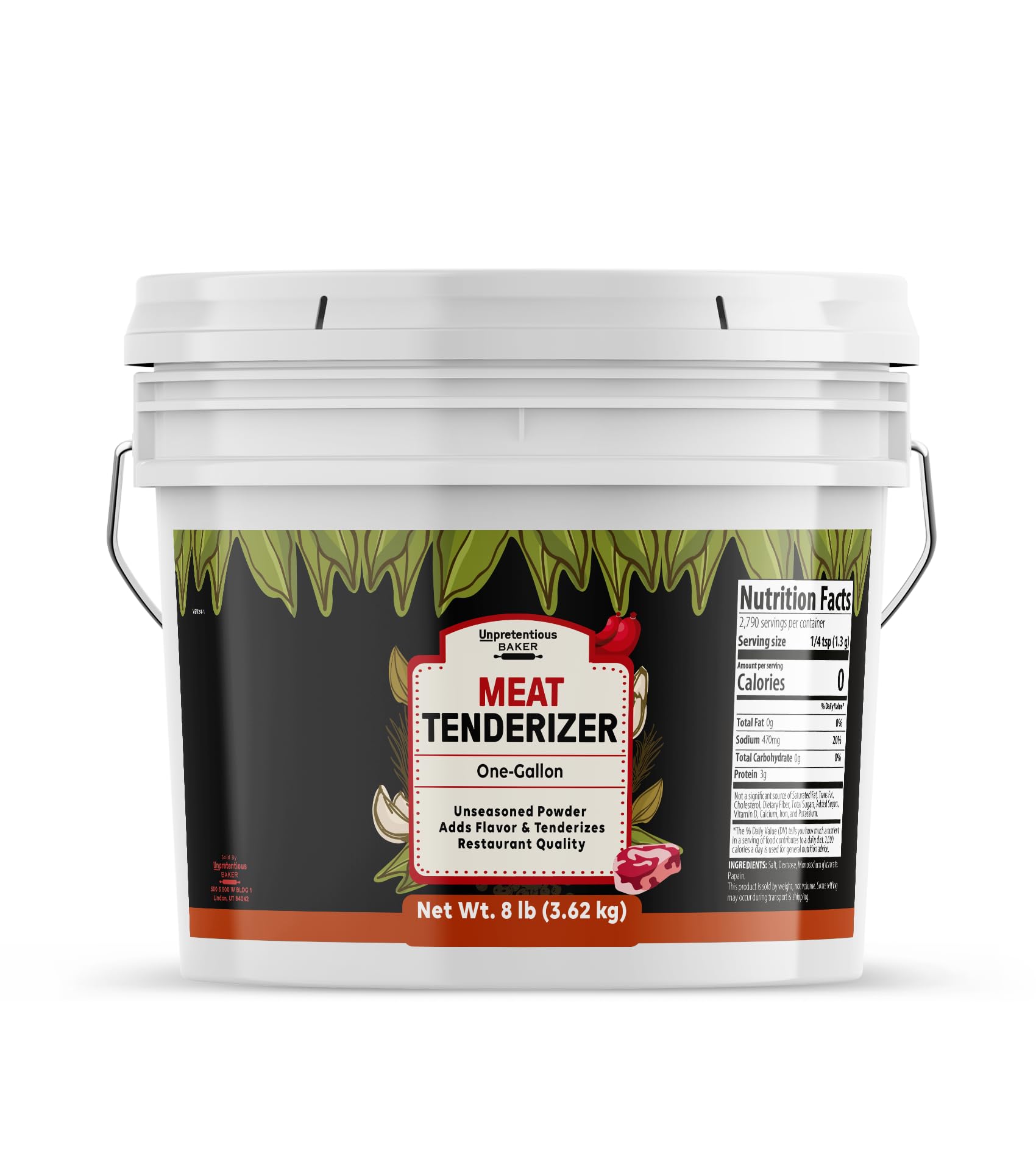 Unpretentious Meat Tenderizer Powder, Unseasoned Blend, Adds Flavor, Great for Most Proteins (128 Ounce)