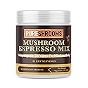 PureShrooms Instant Mushroom Espresso Blend - Organic Adaptogenic Coffee with Lion's Mane, Reishi, Cordyceps - Arabica & Robusta Blend, 70g - Mental