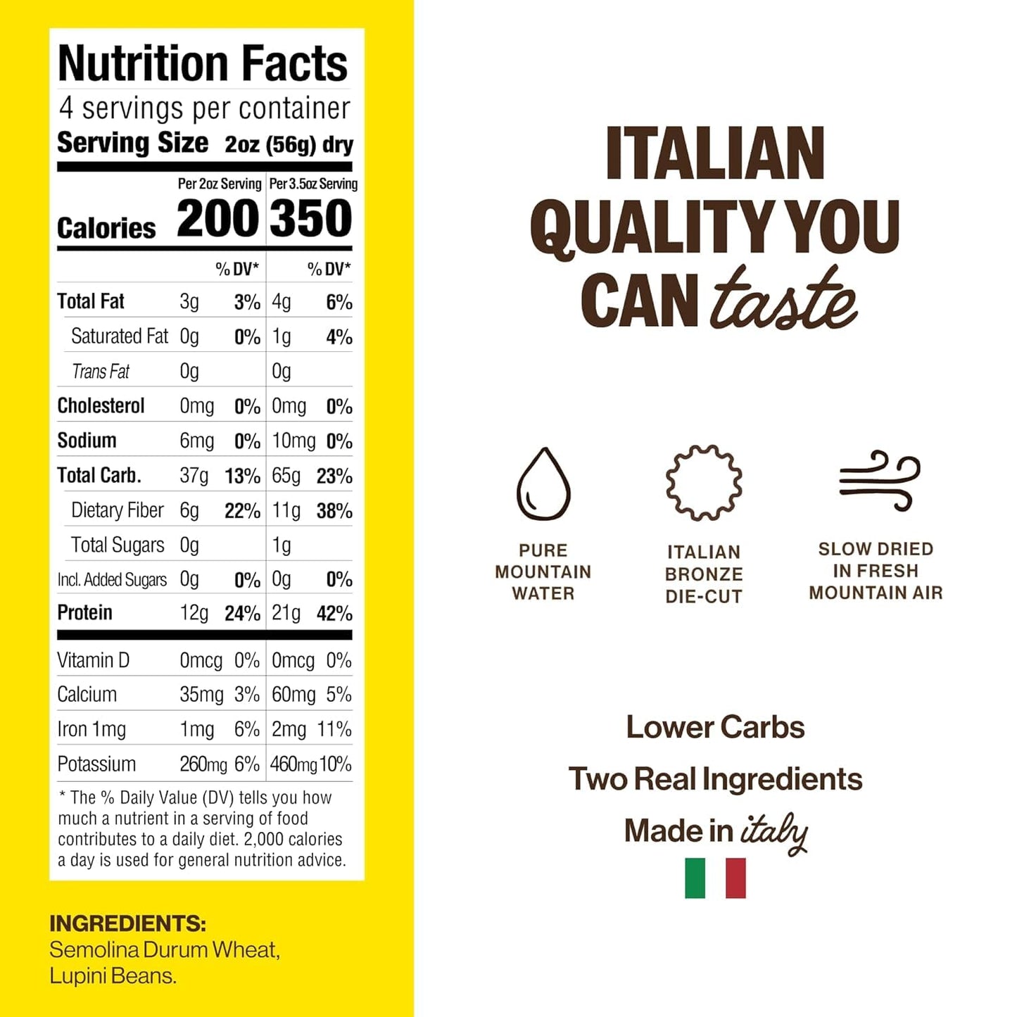 Brami Italian Protein Pasta, Variety | Low Carb | High Fiber | High Protein | Non-GMO | Keto | Made in Italy | Dry Pasta | Semolina | Fortified