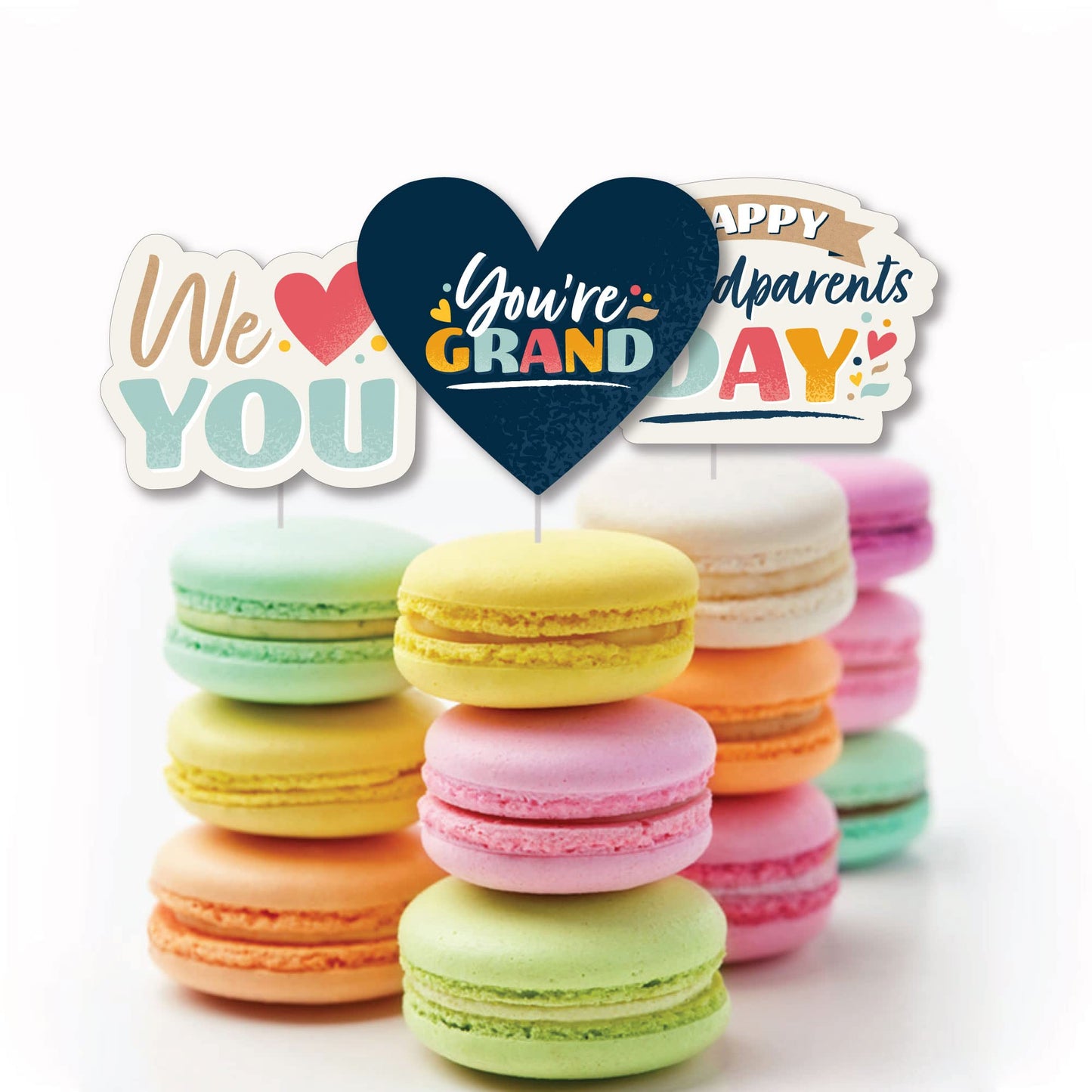 Big Dot of Happiness Happy Grandparents Day - Dessert Cupcake Toppers - Grandma and Grandpa Party Clear Treat Picks - Set of 24