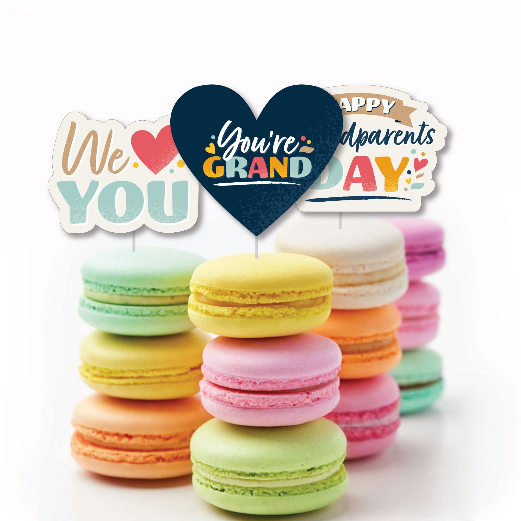 Big Dot of Happiness Happy Grandparents Day - Dessert Cupcake Toppers - Grandma and Grandpa Party Clear Treat Picks - Set of 24