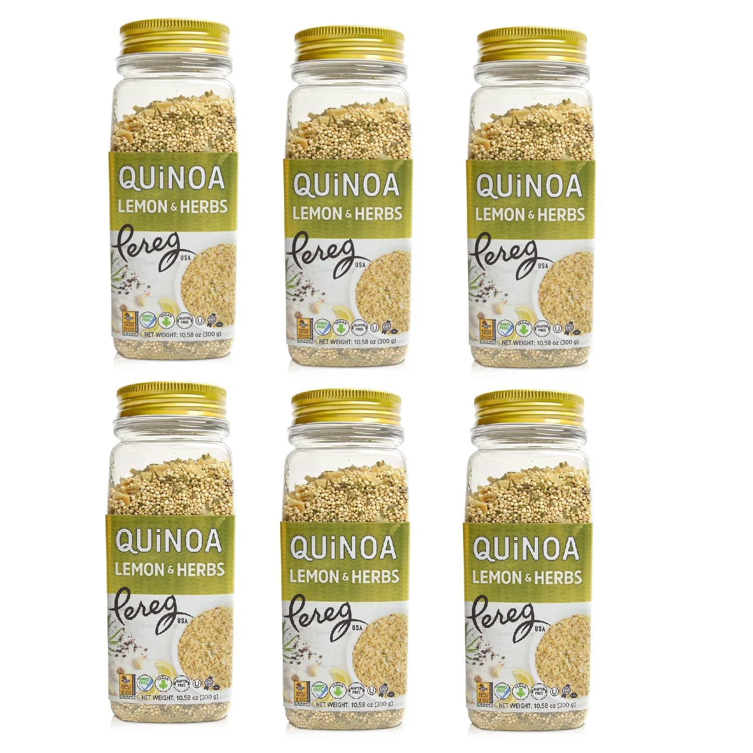 Pereg Lemon & Herbs Quinoa - (10.58 Oz x 6 Pack) - Superfood Quinoa Grain - Rich in Proteins, Fibres & Iron - Rice & Pasta Alternative - Non-GMO, Vegetarian & Vegan