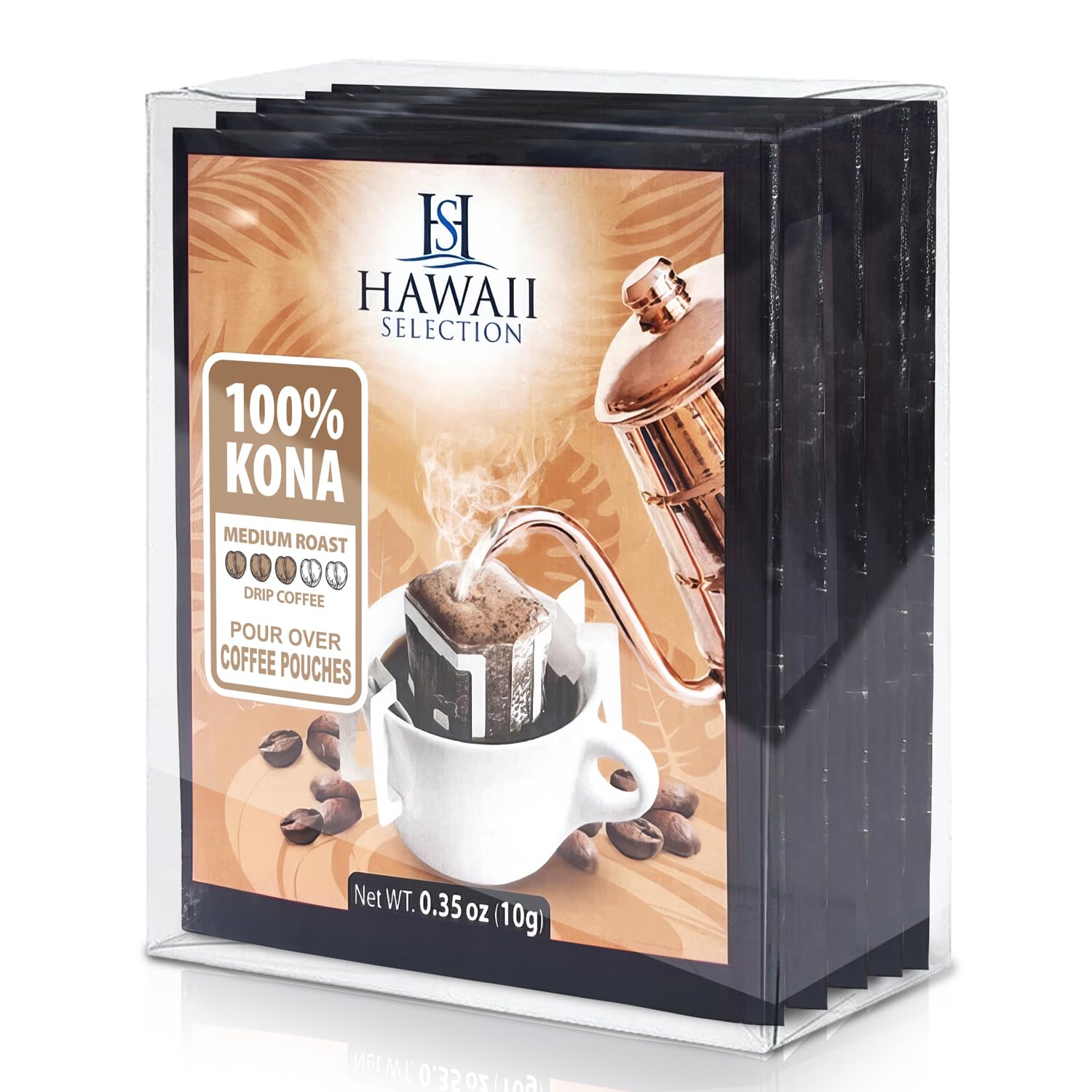 Hawaii Selection/ 100% Kona Coffee/Medium Roast/Single Serve/Pour Over Coffee/Drip Coffee / 5 pouches