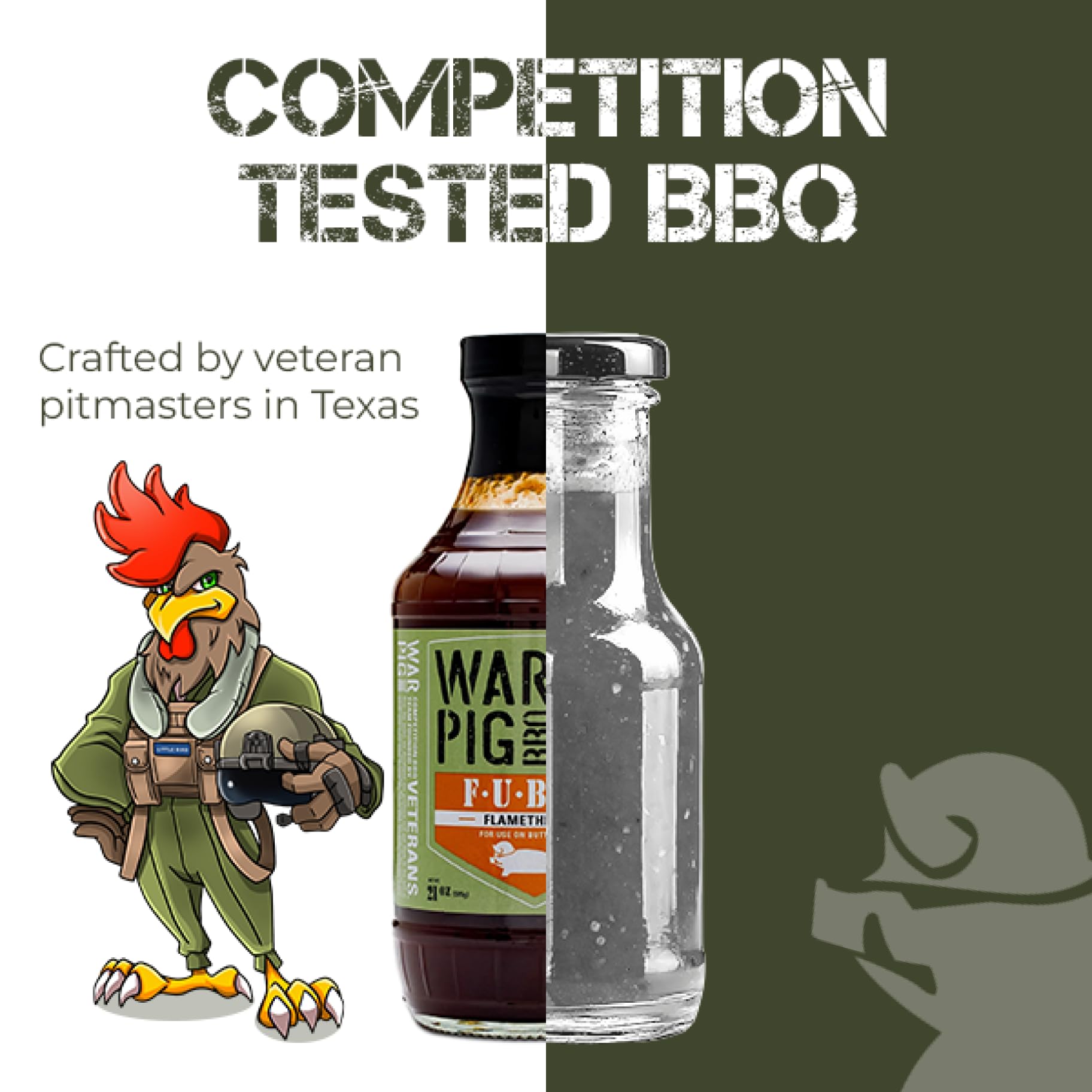 WarPig BBQ FUBAR Flamethrower BBQ Sauce - Spicy Habanero Texas Style Barbecue Sauce for Ribs, Wings, and Pulled Pork - Sweet & Smoky Heat BBQ Sauce