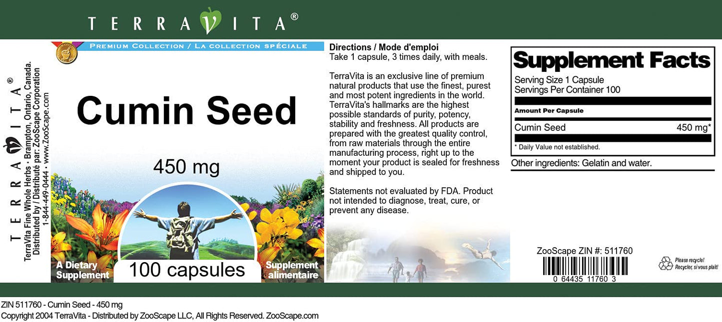Cumin Seed - 450 mg (100 Capsules, ZIN: 511760) - 3 Pack