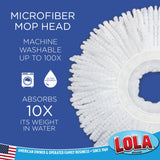 LOLA Revolution Microfiber Spin Mop Refill, Braided Pad, Super Absorbent, Reusable & Machine Washable, Does Not Drip Or Streak, 1 Pack