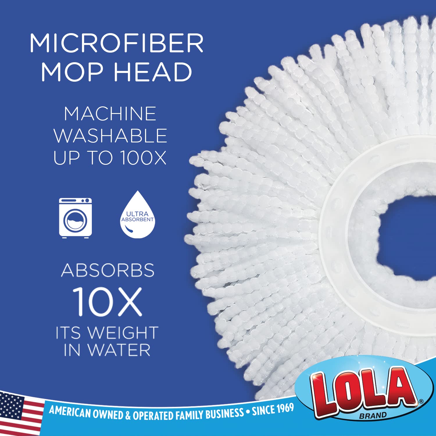 LOLA Revolution Microfiber Spin Mop Refill, Braided Pad, Super Absorbent, Reusable & Machine Washable, Does Not Drip Or Streak, 1 Pack