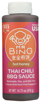 Mr Bing Sweet & Spicy Chili Crisp BBQ Sauce, 14.75 oz, Marinade Dip and Stir-Fry Sauce, Made in USA, Gluten-Free, MSG Free (Pack of 1) (Hot Honey Thai