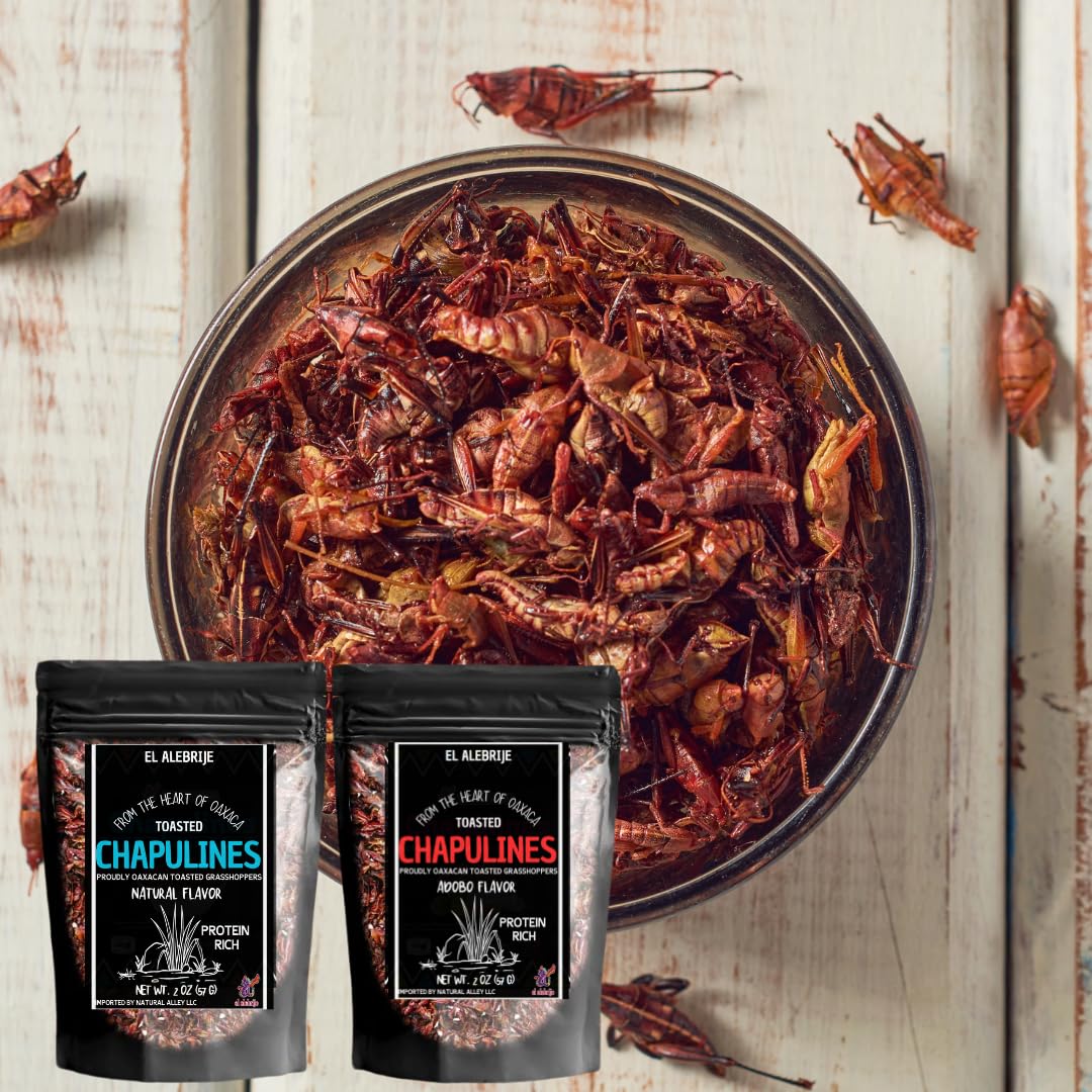Alebrixes | Chapulines From Oaxaca 4oz (114g) | Premium Toasted Edible Grasshoppers - Always Fresh & Delicious Mexican Snack | Imported from Mexico