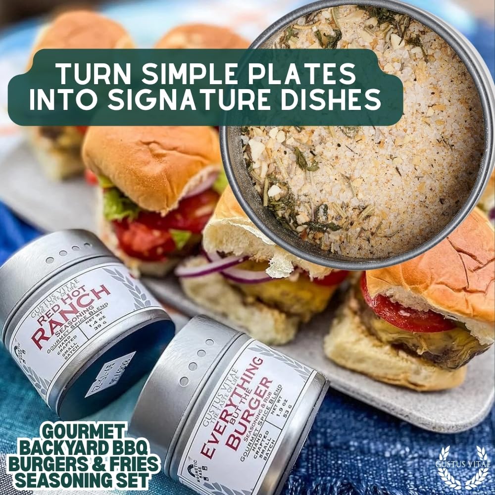 Gustus Vitae | Backyard BBQ Burgers & Fries Seasoning Set | Gourmet Gift