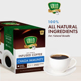 SOLLO Infused Mushroom Coffee K-Cups | Dark Roast Coffee with 100% Chaga Extract | Focus & Immune Support | Compatable with All K-Cups Brewers | 24