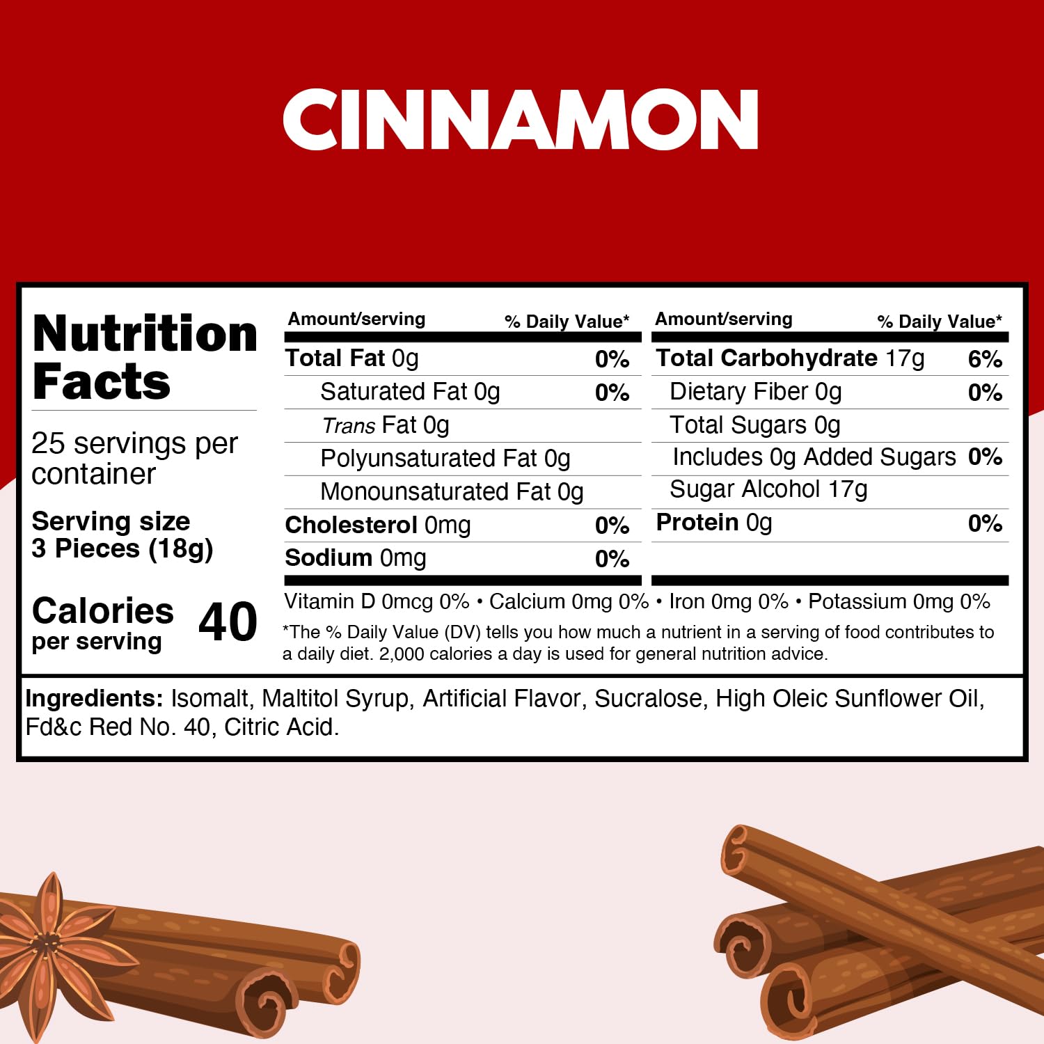 Sugar Free Hot Cinnamon Hard Candy Discs 1 Pound Candies - Approx. 75 Individually Wrapped Red Fiery Cinnamon Candies For Snacks & Treats, Sugar Free