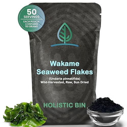 Holistic Bin Wakame Seaweed Flakes | Wild-Caught Atlantic Wakame for Miso Soup, Ramen, Salad Mix Recipes, & Healthy Snacks | Dried Seaweed/Nori