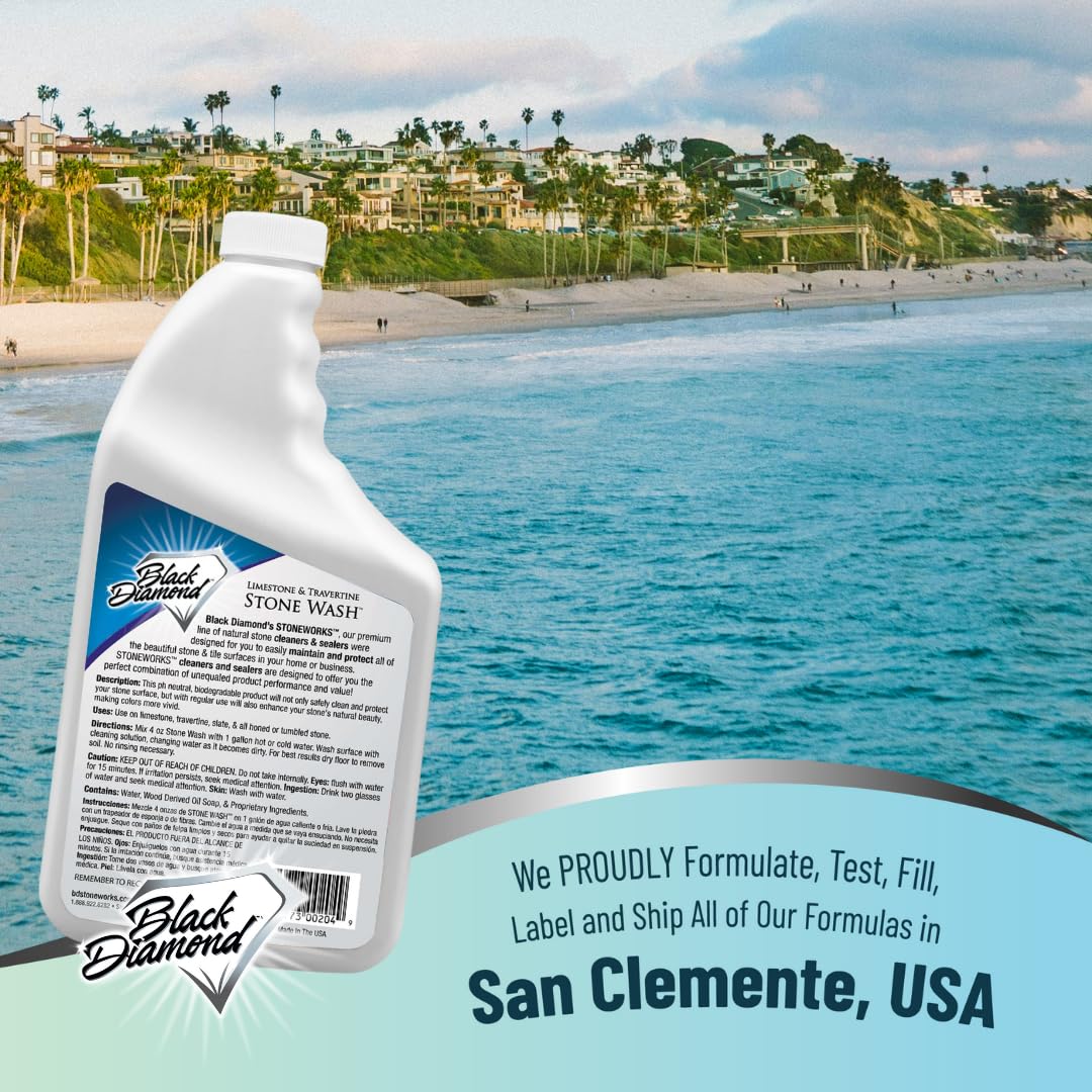Black Diamond Stoneworks Limestone and Travertine Floor Cleaner: Natural Stone, Marble, Slate, Polished Concrete, honed or tumbled surfaces